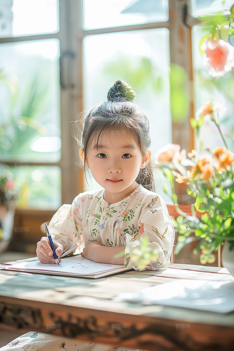 幼儿园里的小朋友学前班上学摄影图