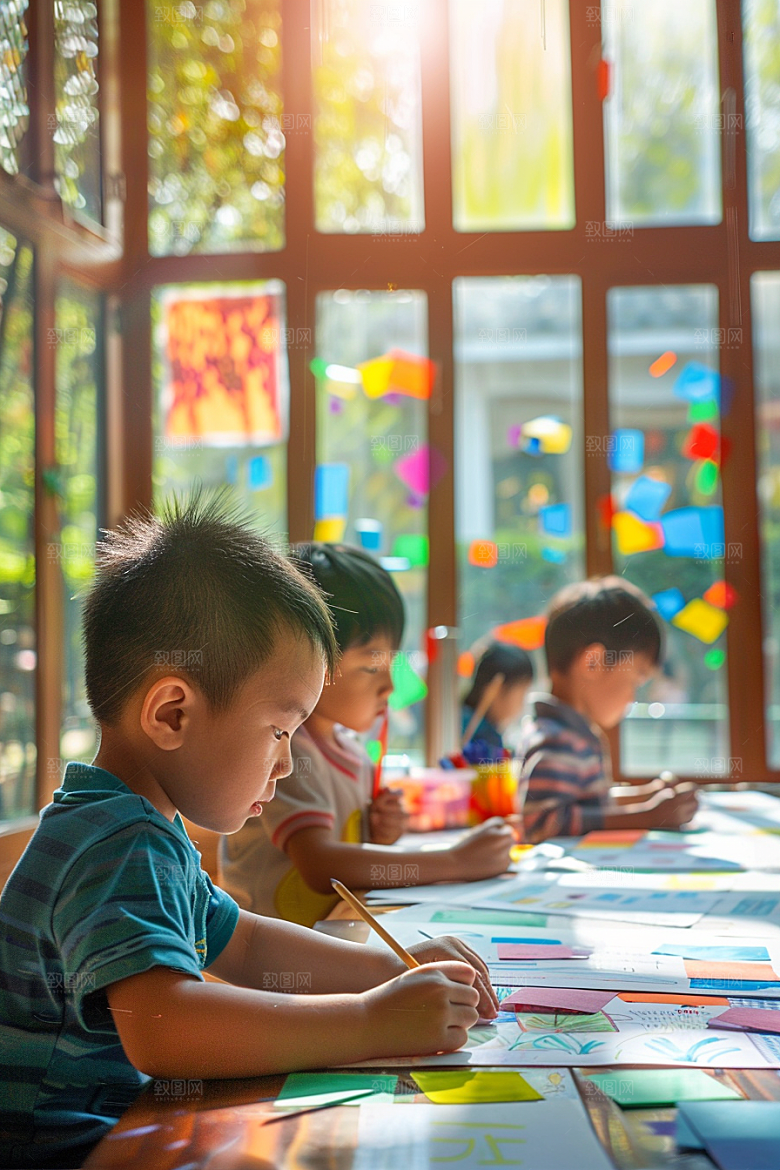 幼儿园里的小朋友高清学生摄影图