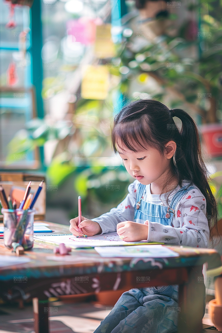 幼儿园里的小朋友上学儿童摄影图