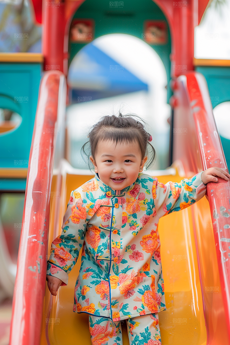 幼儿园里的小朋友儿童上学摄影图