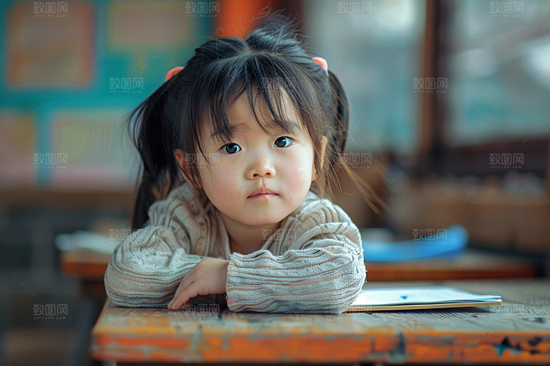 幼儿园里的小朋友上学学前班摄影图