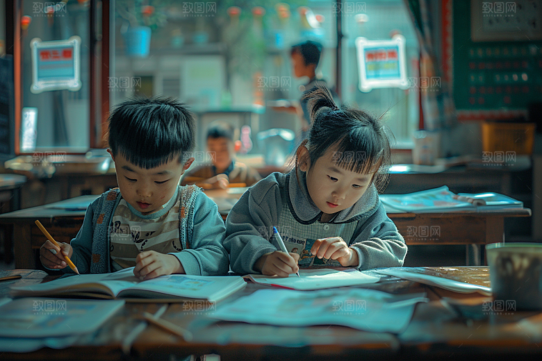 幼儿园里的小朋友童真童趣摄影图