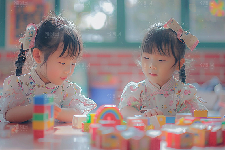 幼儿园里的小朋友肖像高清摄影图