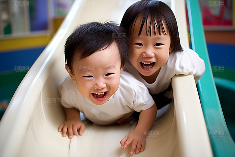 幼儿园里的小朋友童趣肖像摄影图
