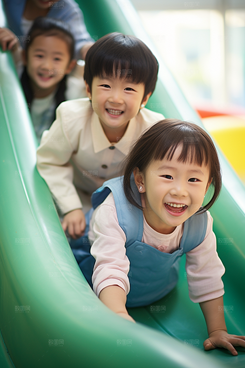 幼儿园里的小朋友儿童上学摄影图