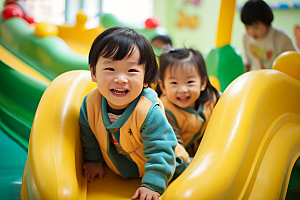 幼儿园里的小朋友童趣肖像摄影图