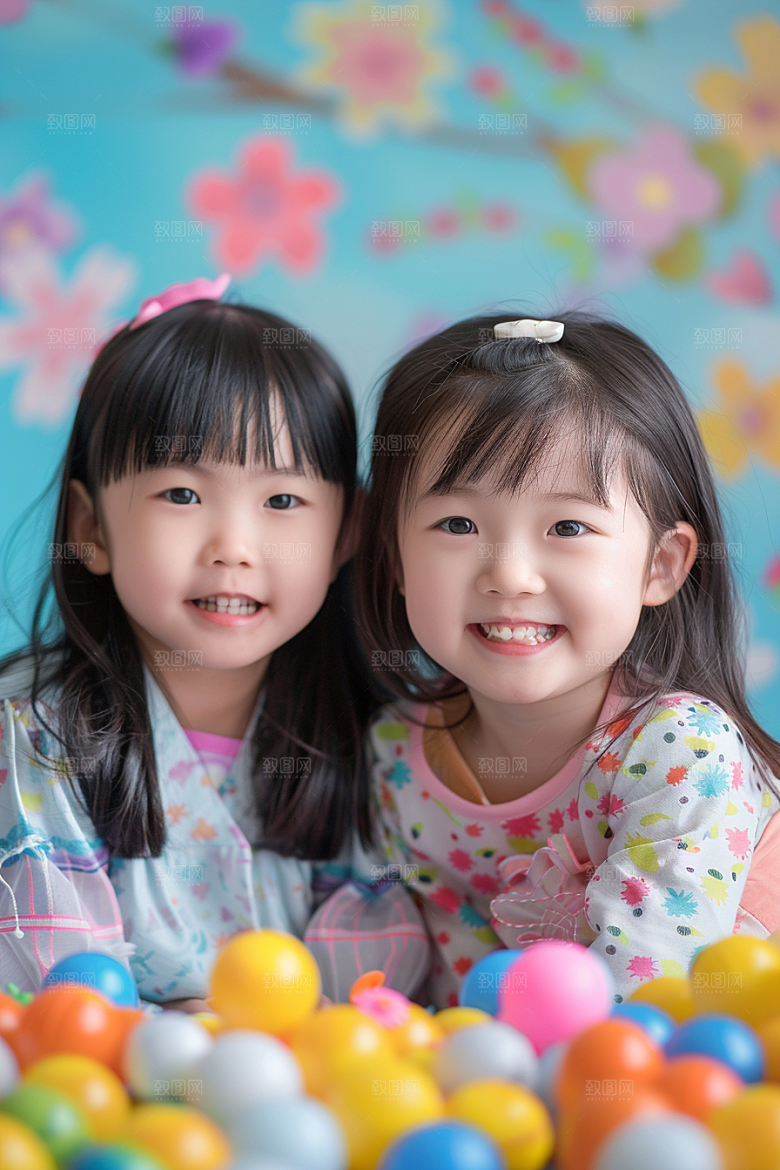 幼儿园里的小朋友学生上学摄影图