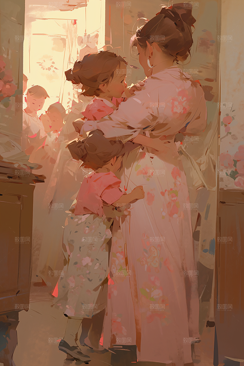 母亲节氛围感母爱亲情油画