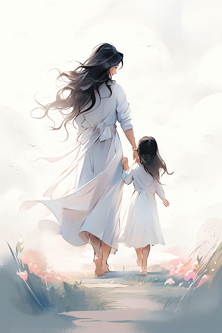 母亲节氛围感母子亲情油画