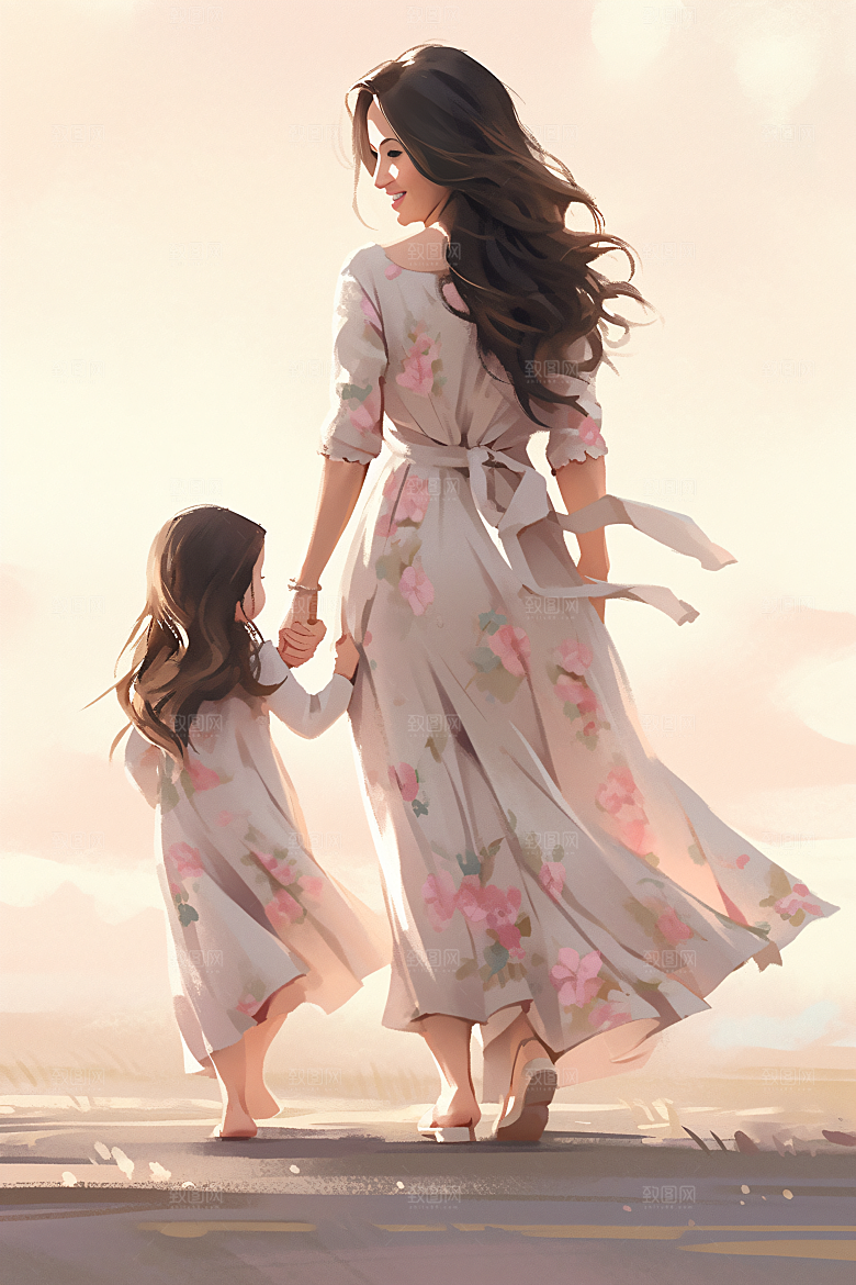 母亲节氛围感温情温馨油画