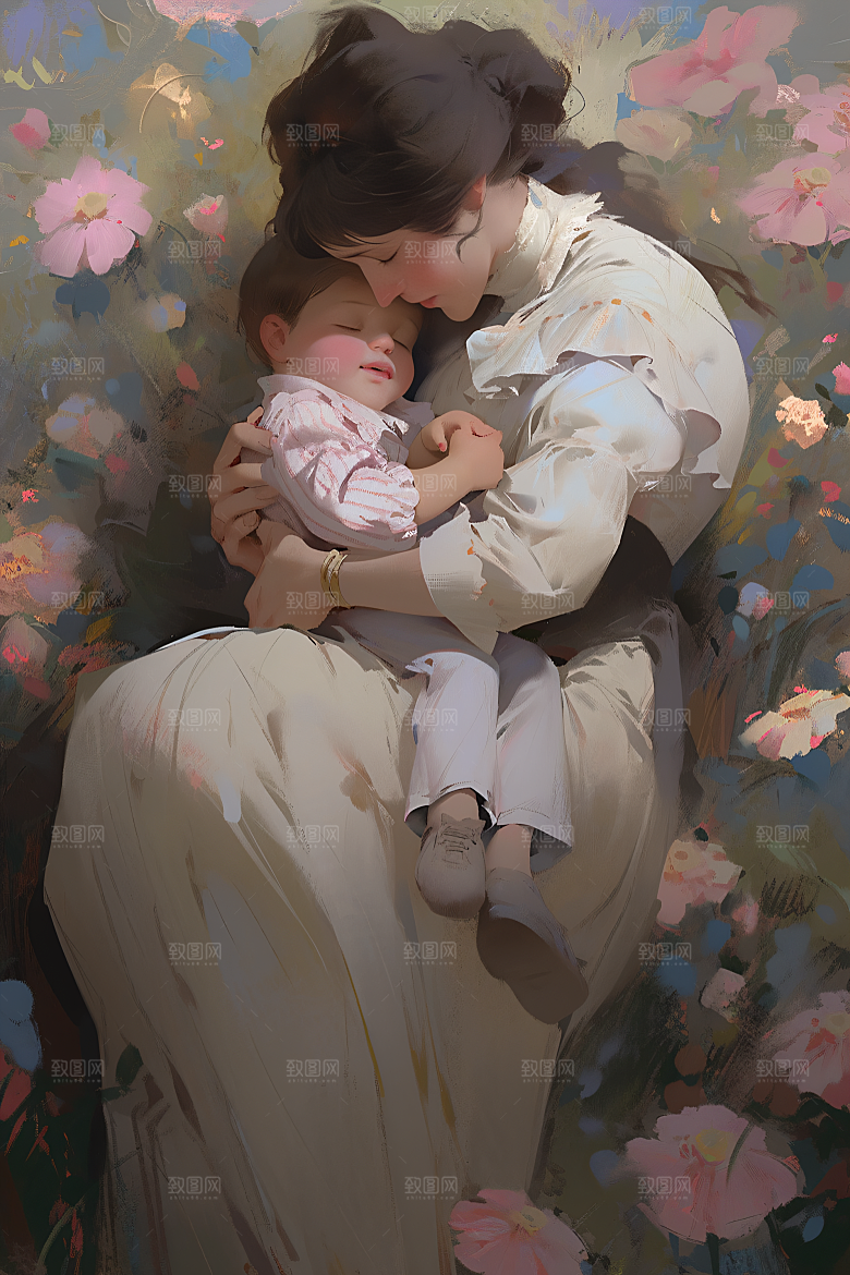 母亲节氛围感温情手绘油画