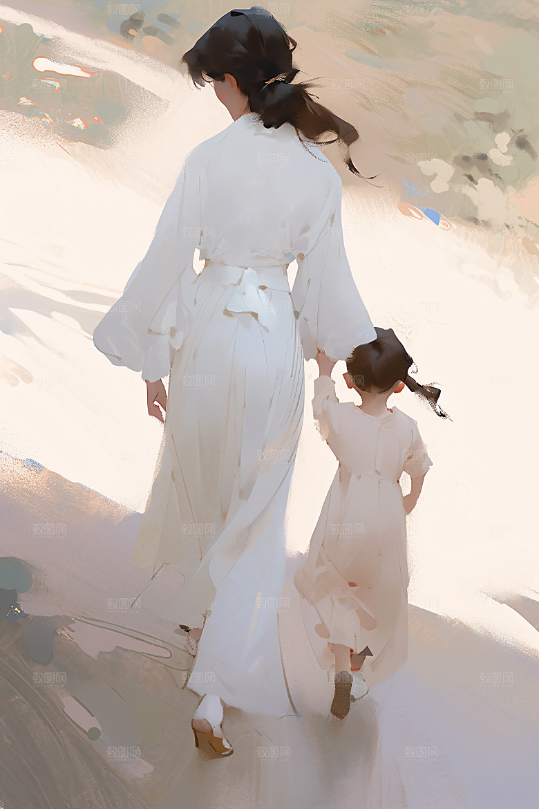母亲节氛围感亲情家庭油画