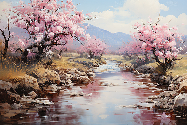 油画静物风光配图插画