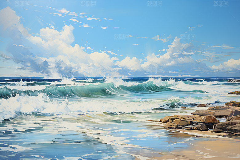 油画配图静物风光插画