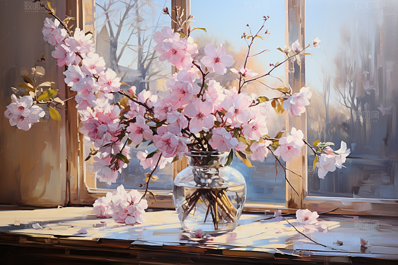 油画配图手绘插画