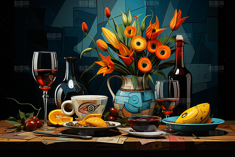 油画手绘配图插画