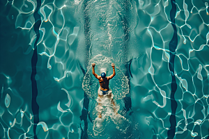 游泳运动员竞技泳道摄影图