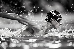 游泳运动员体育比赛摄影图