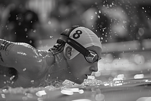游泳运动员运动会比赛摄影图
