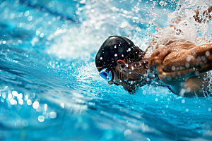 游泳运动员水上运动泳道摄影图