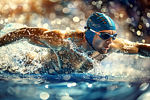 游泳运动员水上运动竞技摄影图