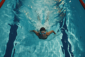 游泳运动员体育泳道摄影图