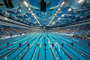 游泳运动员人物泳池摄影图