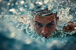 游泳运动员泳池体育摄影图