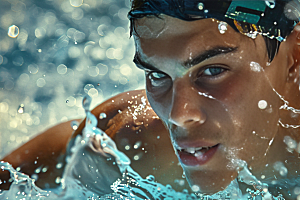 游泳运动员泳道体育摄影图
