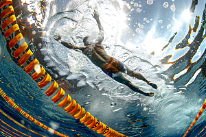 游泳运动员比赛人物摄影图