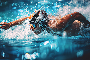 游泳比赛游泳运动员健身摄影图