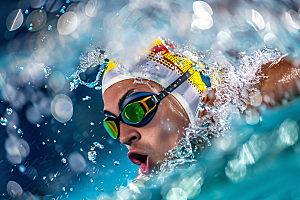 游泳比赛健康运动摄影图