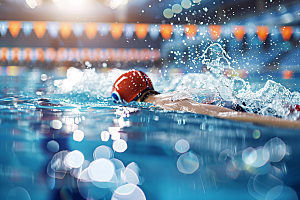 游泳比赛游泳运动员泳池摄影图