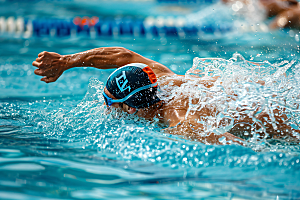 游泳比赛游泳运动员健康摄影图