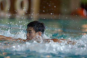 游泳比赛人物泳道摄影图