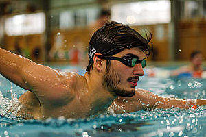 游泳比赛健康人物摄影图