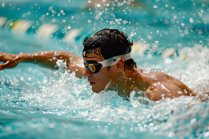 游泳比赛竞技运动摄影图
