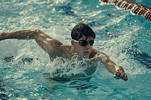 游泳比赛游泳运动员人物摄影图