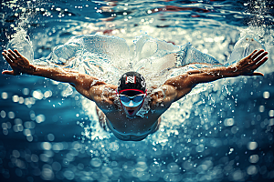 游泳比赛体育人物摄影图