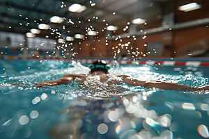 游泳比赛泳池游泳运动员摄影图