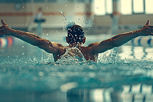 游泳比赛人物游泳运动员摄影图
