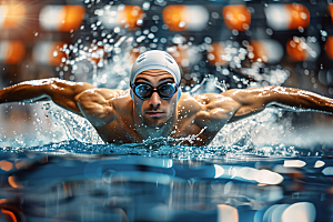 游泳比赛游泳运动员运动摄影图