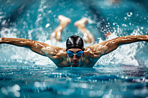 游泳比赛运动健康摄影图
