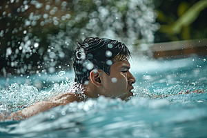 游泳比赛游泳运动员泳道摄影图
