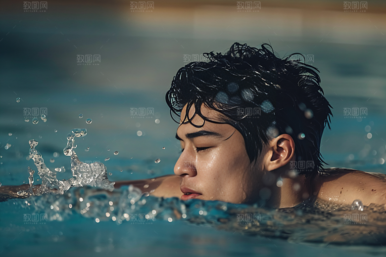 游泳比赛水上运动泳道摄影图