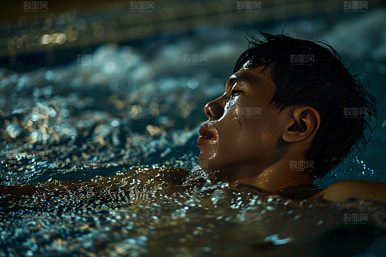 游泳比赛泳池健康摄影图