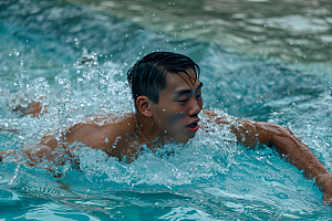 游泳比赛泳池运动摄影图