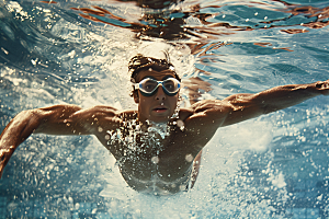 游泳比赛健身健康摄影图