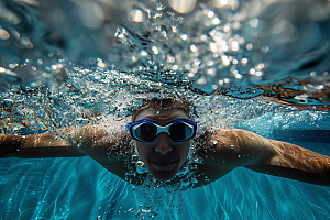 游泳比赛游泳运动员人物摄影图