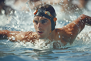 游泳比赛水上运动高清摄影图
